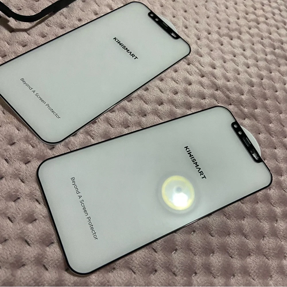 Kiwismart Screen Protector w/Built in Front Camera Cover 2 pk iPhone 12/12 Pro
